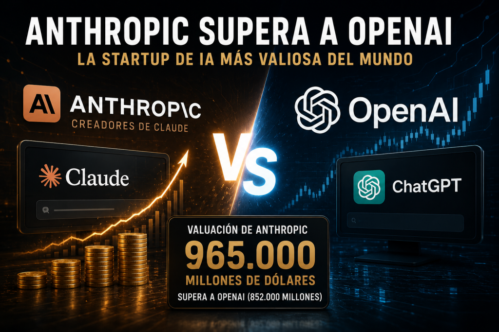 Anthropic supera a OpenAI y se convierte en la startup de IA más valiosa del mundo Anthropic supera a OpenAI